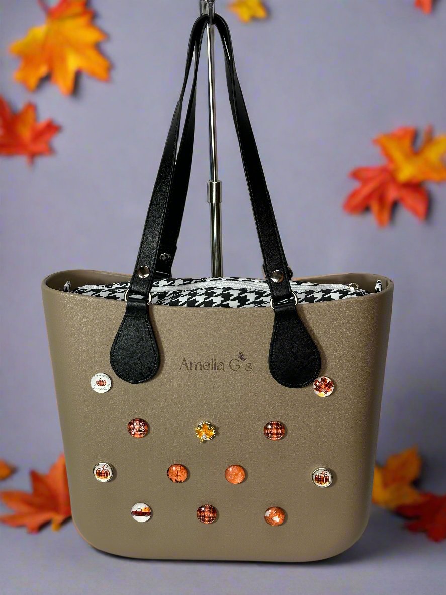 Autumn Breeze Fall Glass Charms Snap Button Jewelry Eva OBag Handbag / Tote