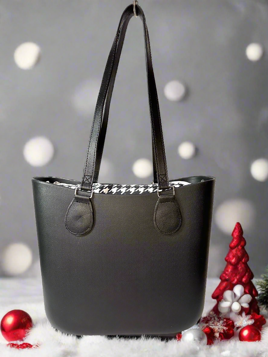 Baby, It's Cold Outside Black Handle Christmas Charms & Snap Button Jewelry Eva OBag Handbag / Tote