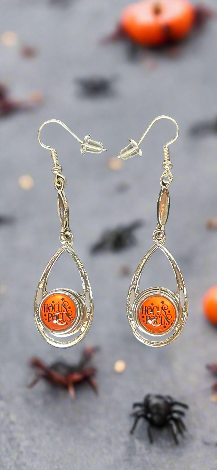 Bewitched Spell On You Halloween Silver Earrings Snap Button Set
