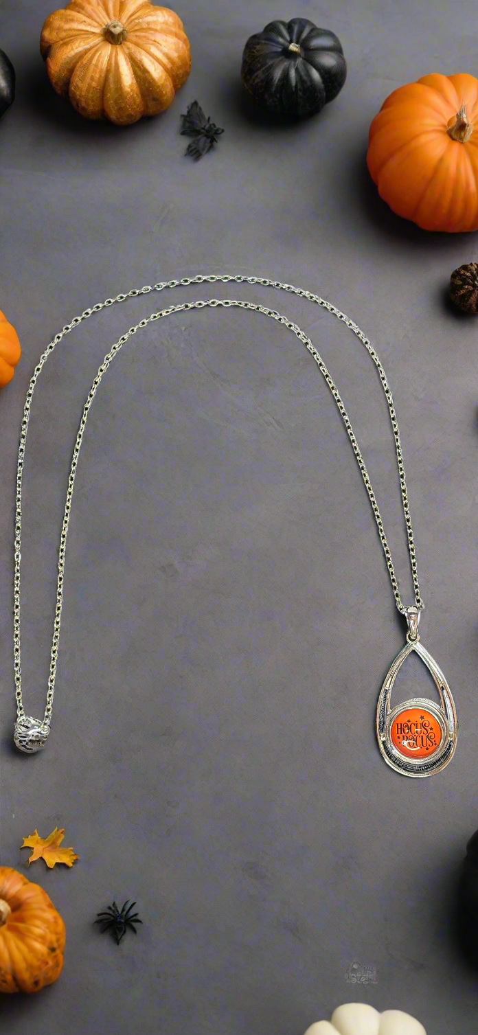 Bewitched Spell On You Halloween Silver Necklace Snap Button Jewelry Set