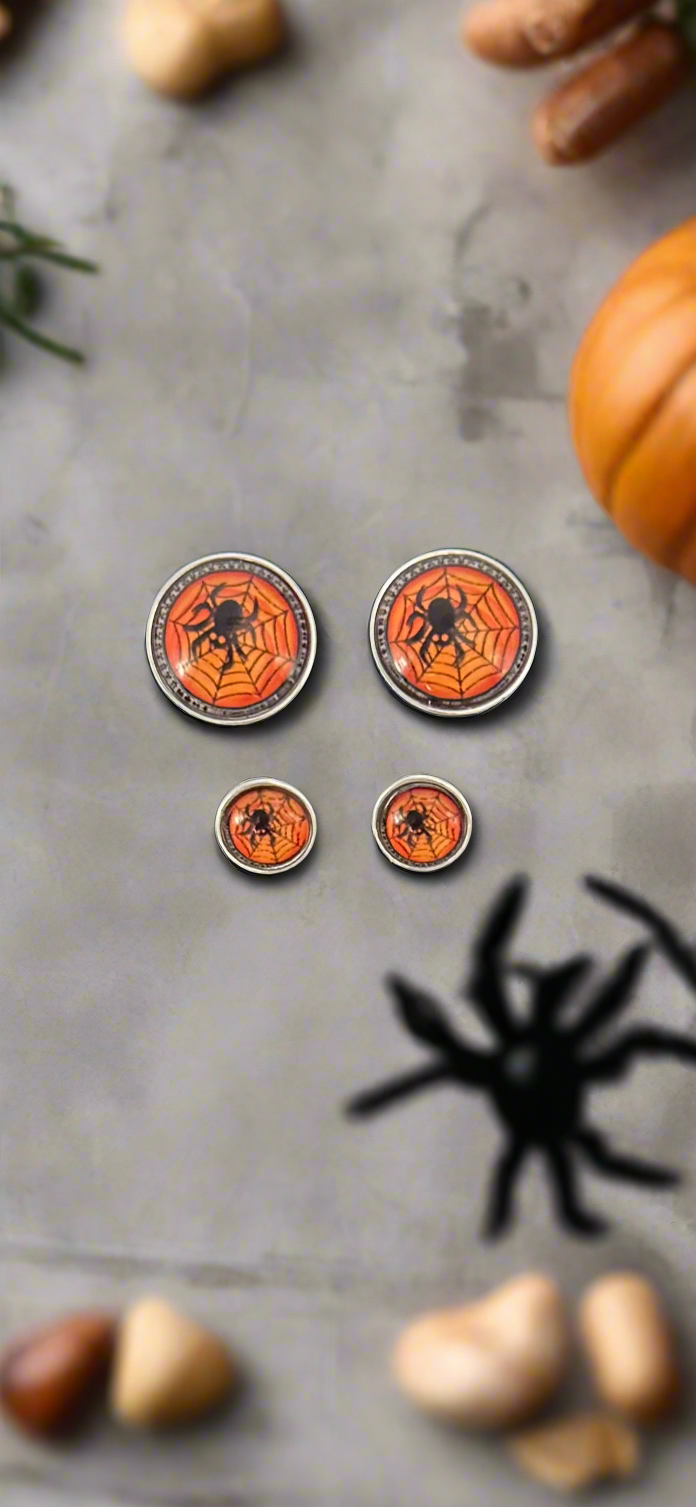 Creepy Crawler Spider Halloween Snap Button Jewelry Set