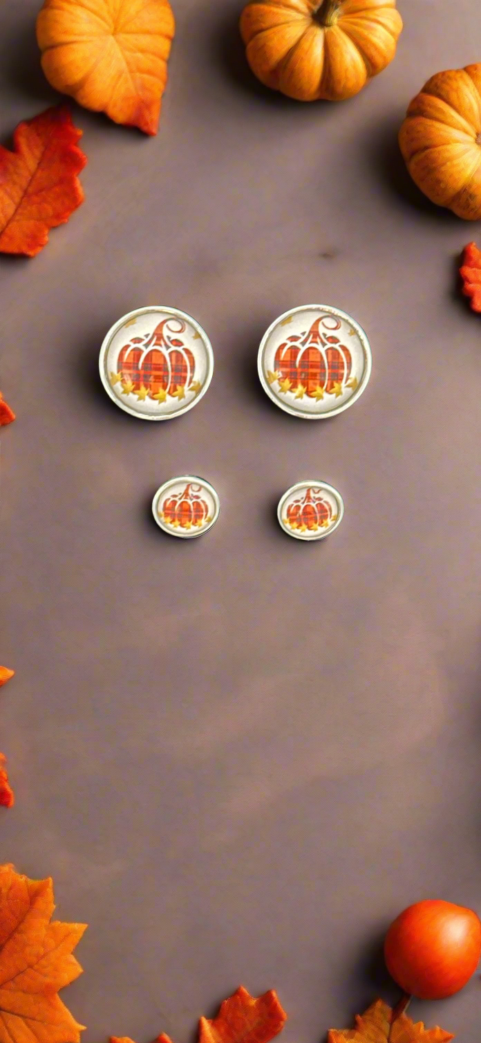 Harvest Pumpkin Fall 18mm & 12mm Snap Button Jewelry Set