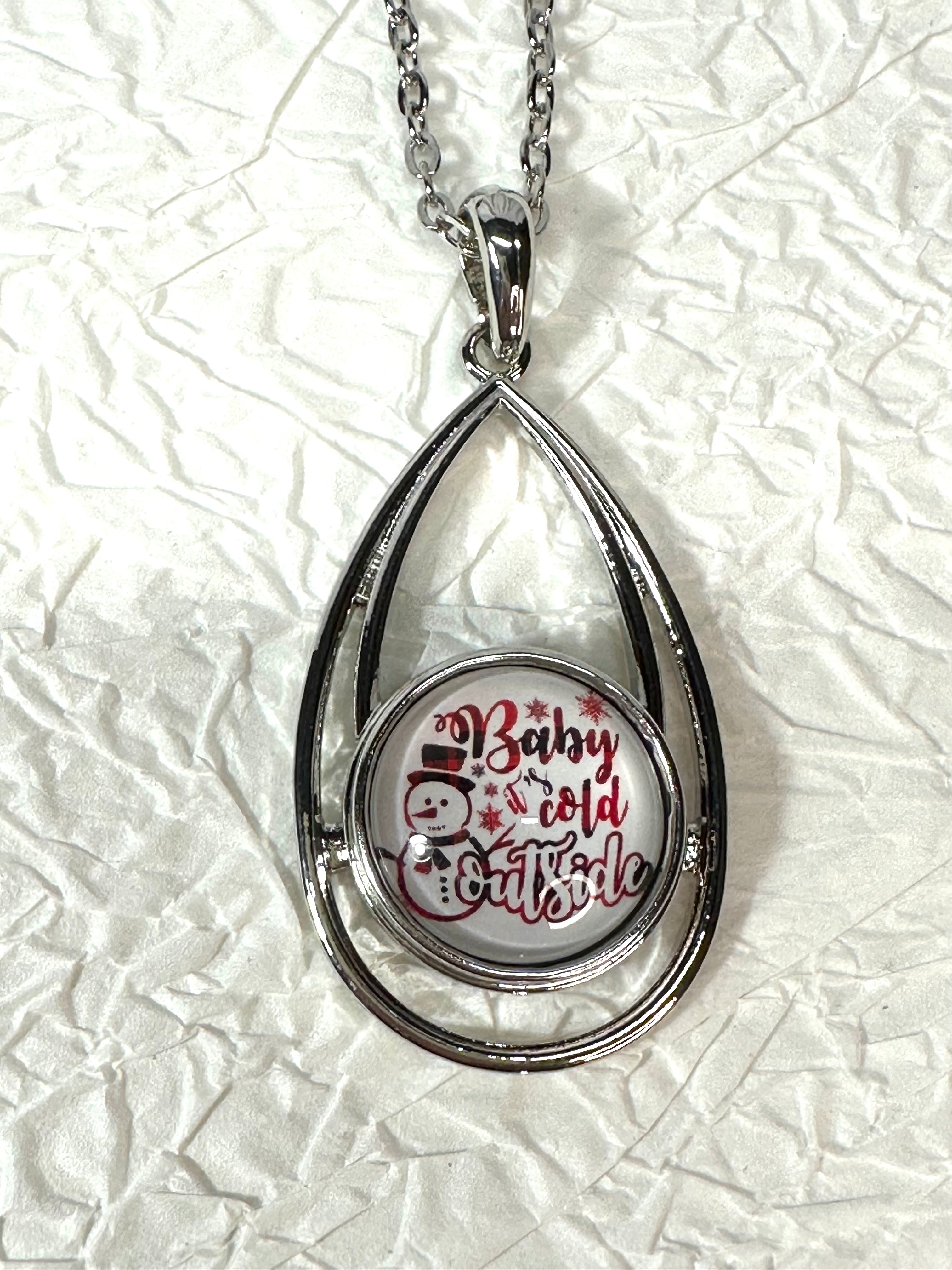Baby, It's Cold Outside Christmas Silver Bracelet, Earrings & Necklace Snap Button Set