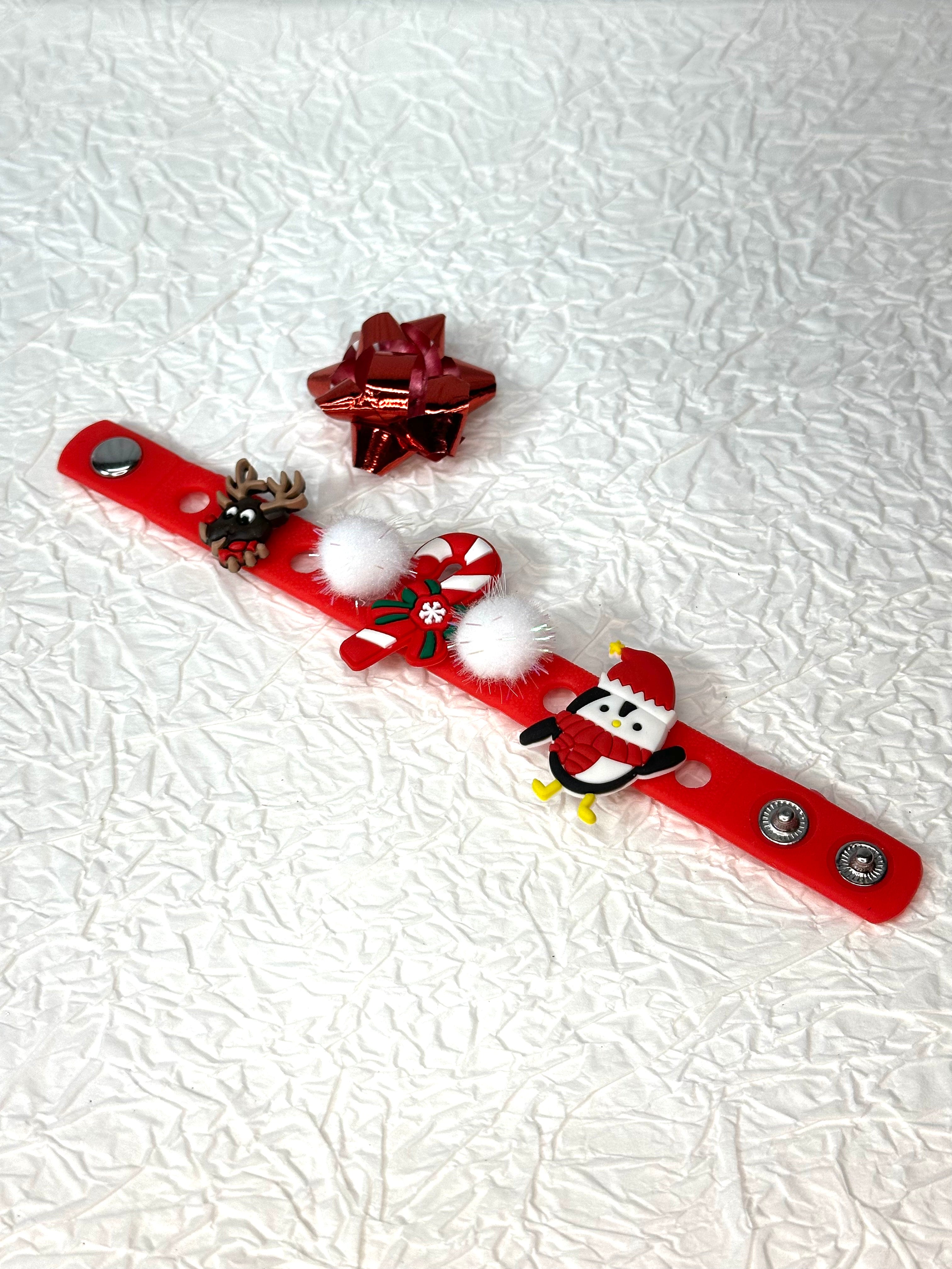 Candy Cane Lane Christmas Kids Bracelet With Shoe Charms & Eva Bag Accessories