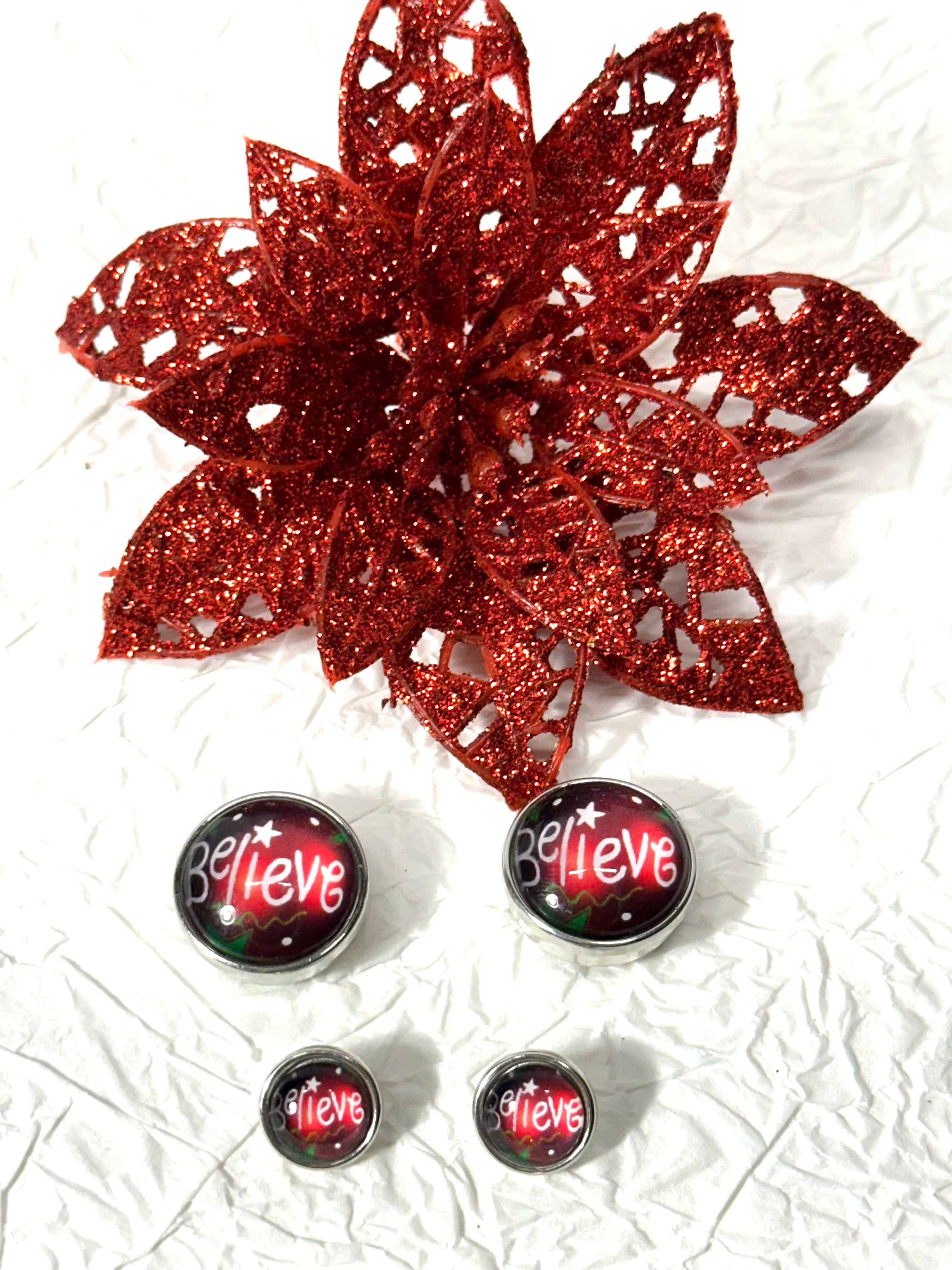 Believe in Christmas 18mm & 12mm Snap Button Jewelry Set
