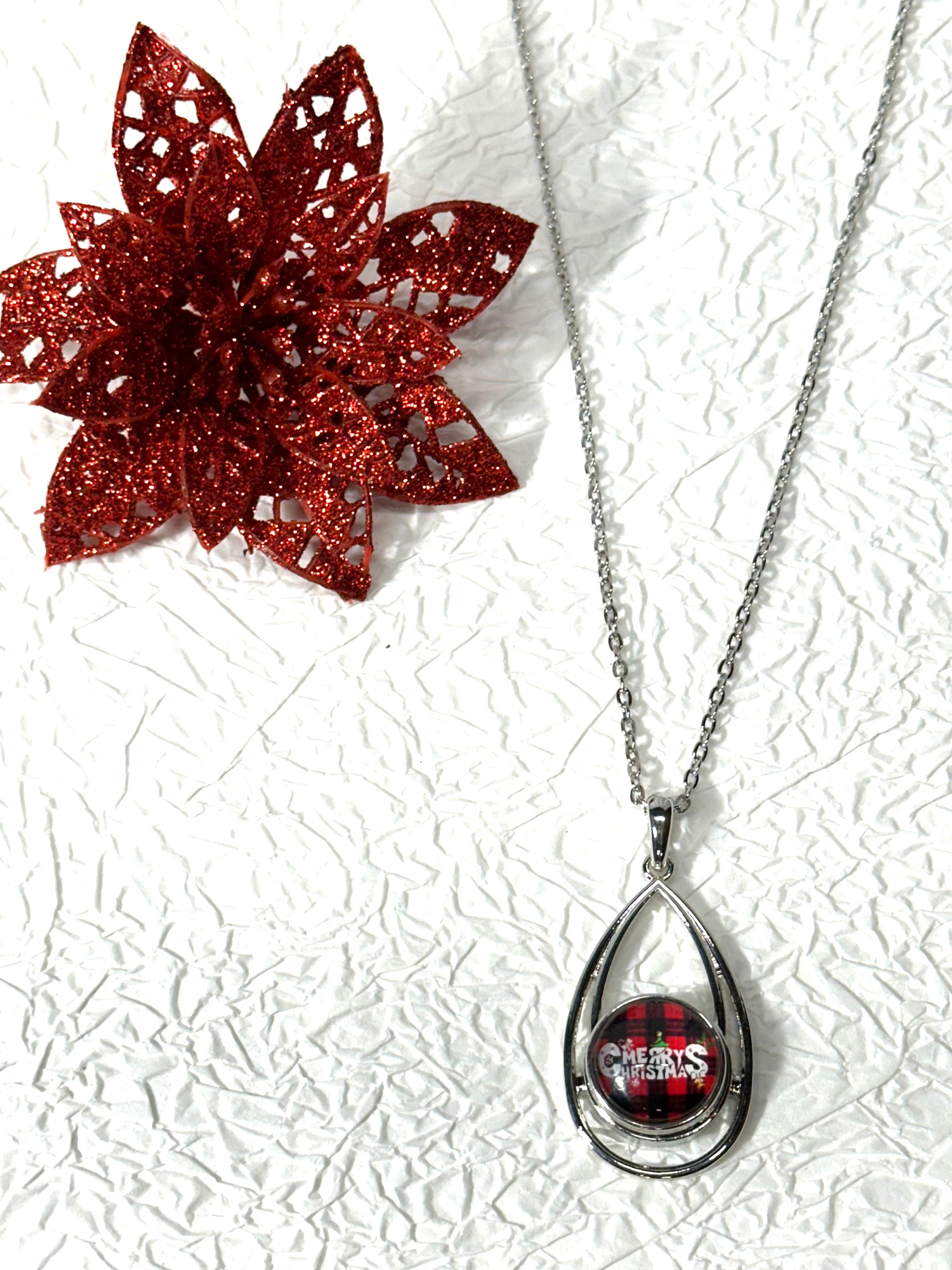 Merry Christmas Cheer Silver Bracelet, Earrings & Necklace Snap Button Jewelry Set
