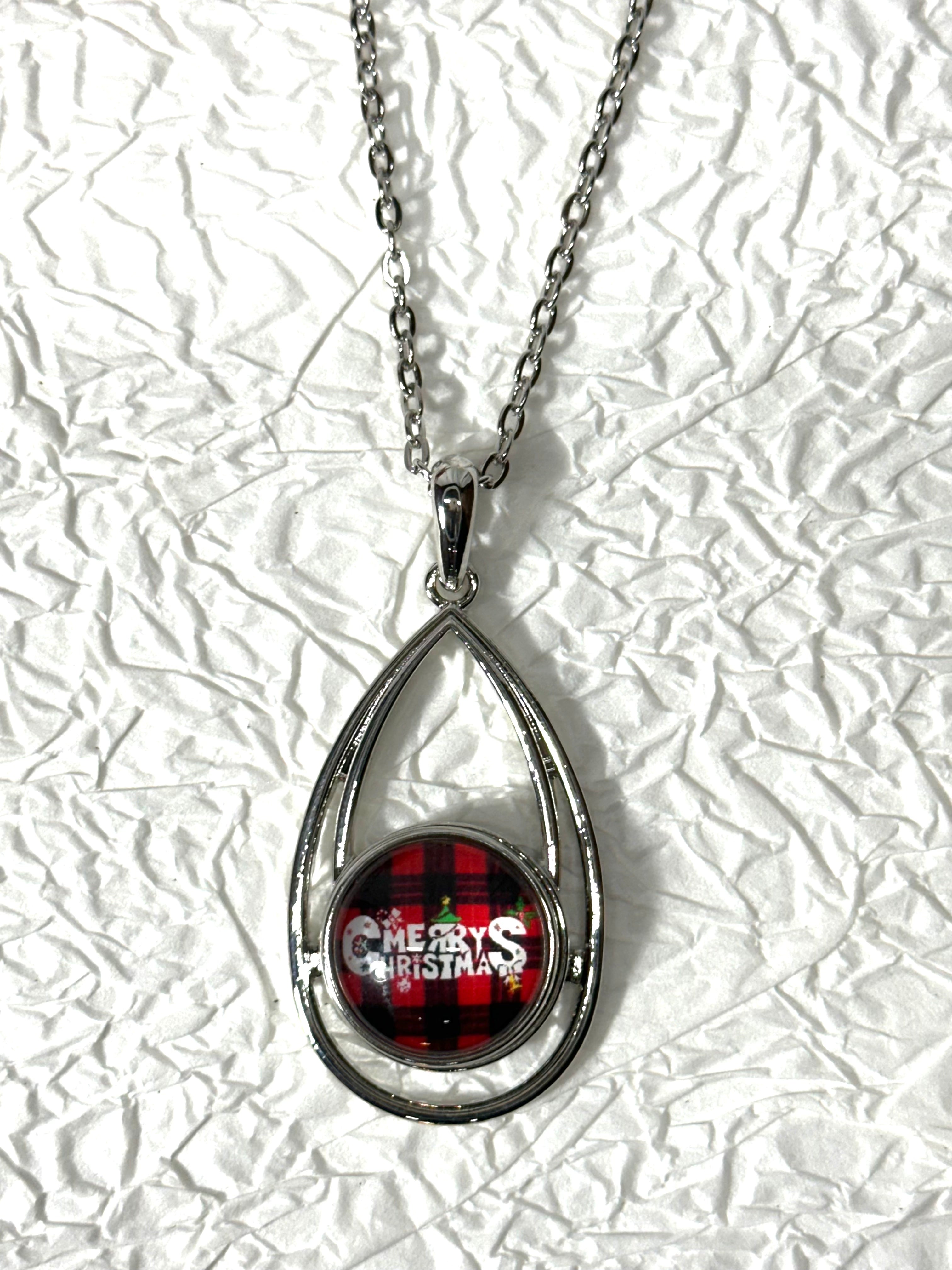 Merry Christmas Cheer Silver Bracelet, Earrings & Necklace Snap Button Jewelry Set
