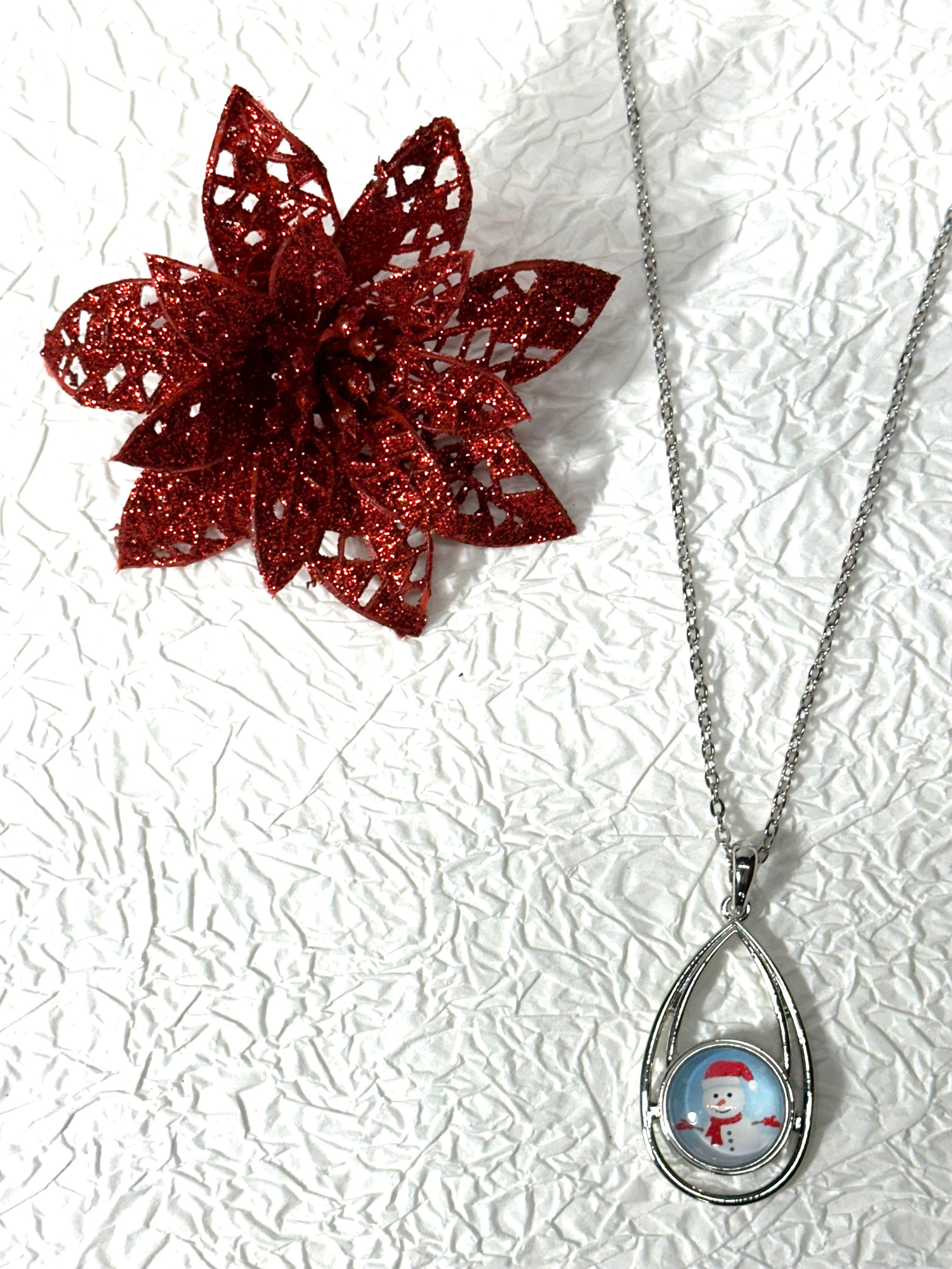 Believe in Magic Christmas Silver Necklace Snap Button Jewelry Set