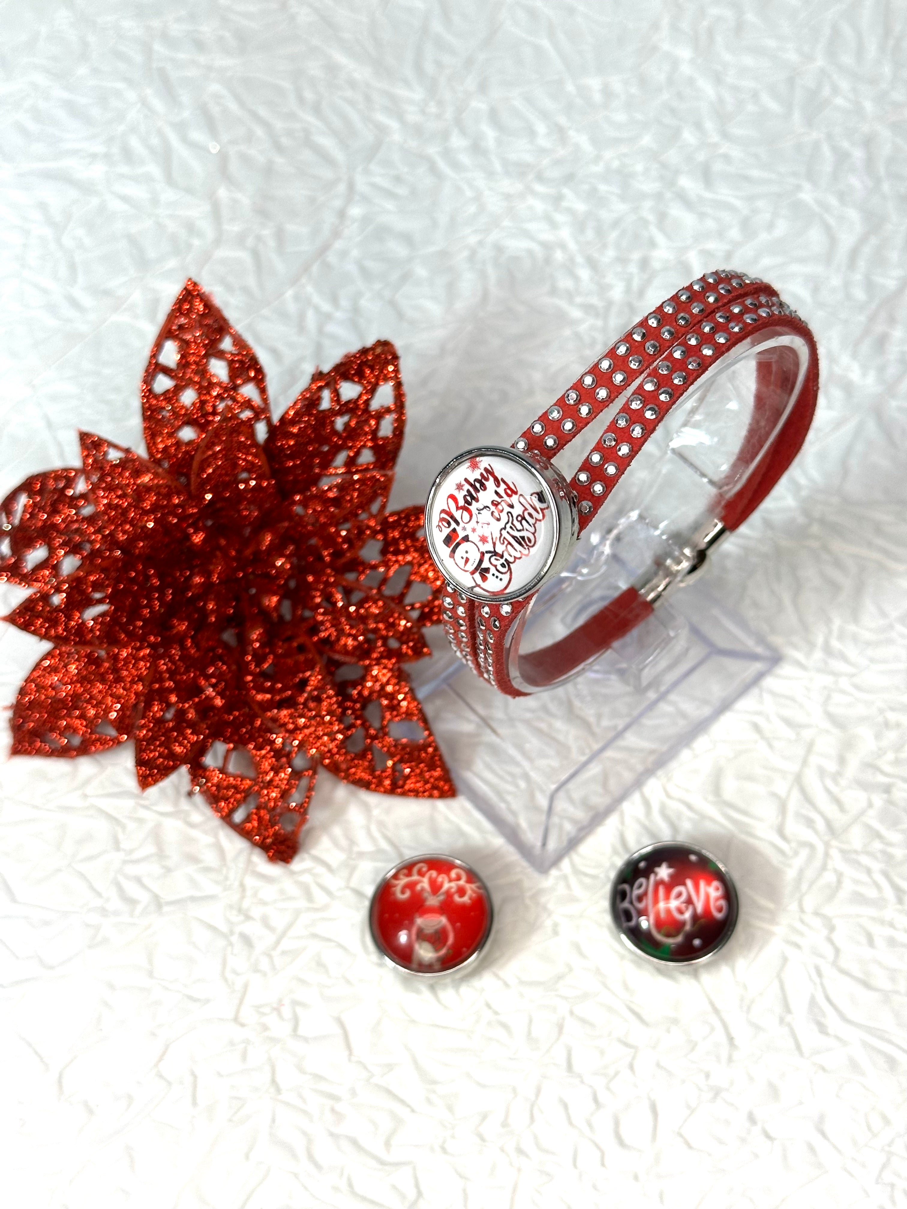 Christmas Magic Cheer Bracelet 18mm Snap Button Jewelry Set #2