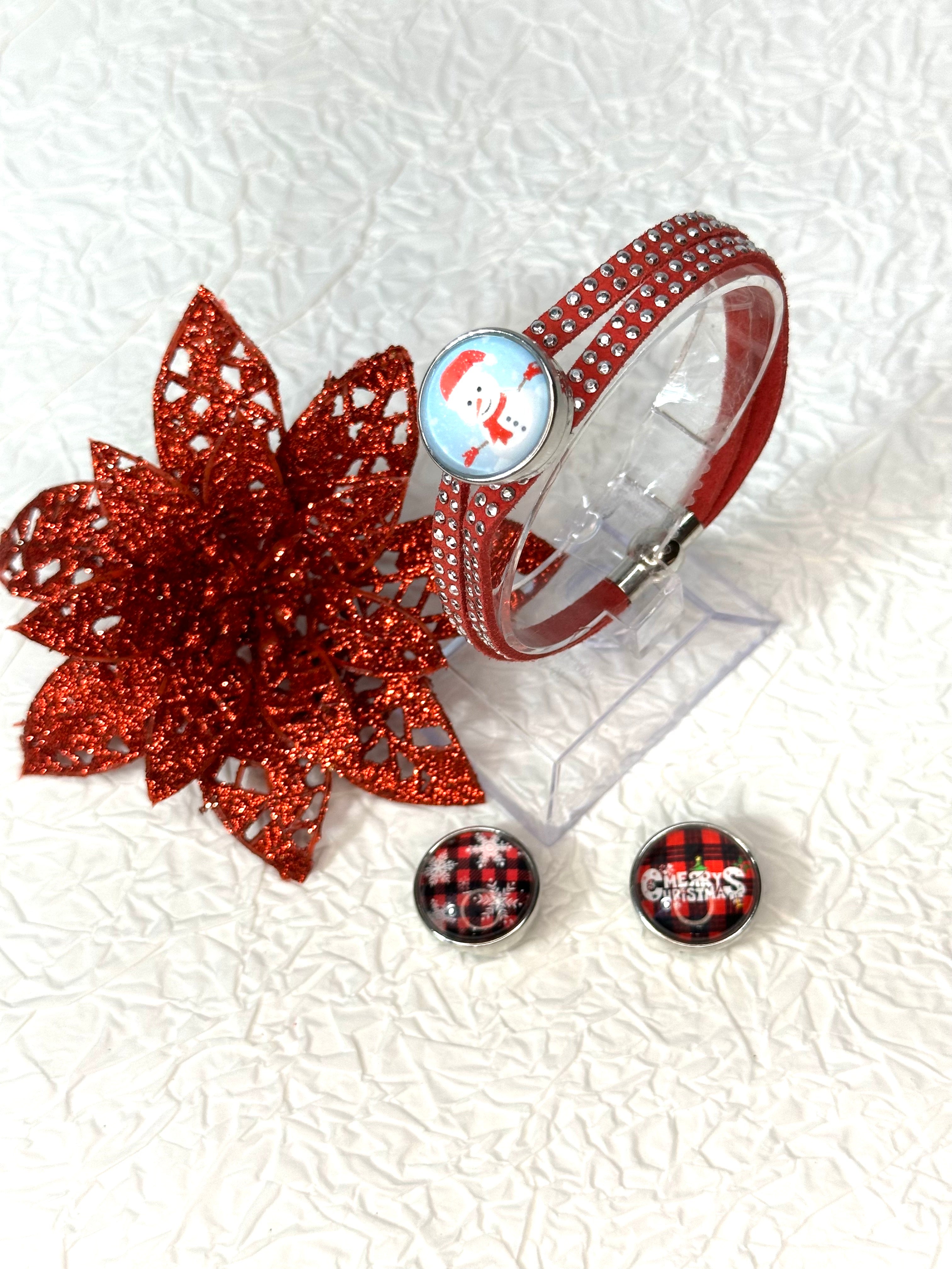 Christmas Magic Cheer Bracelet 18mm Snap Button Jewelry Set #3