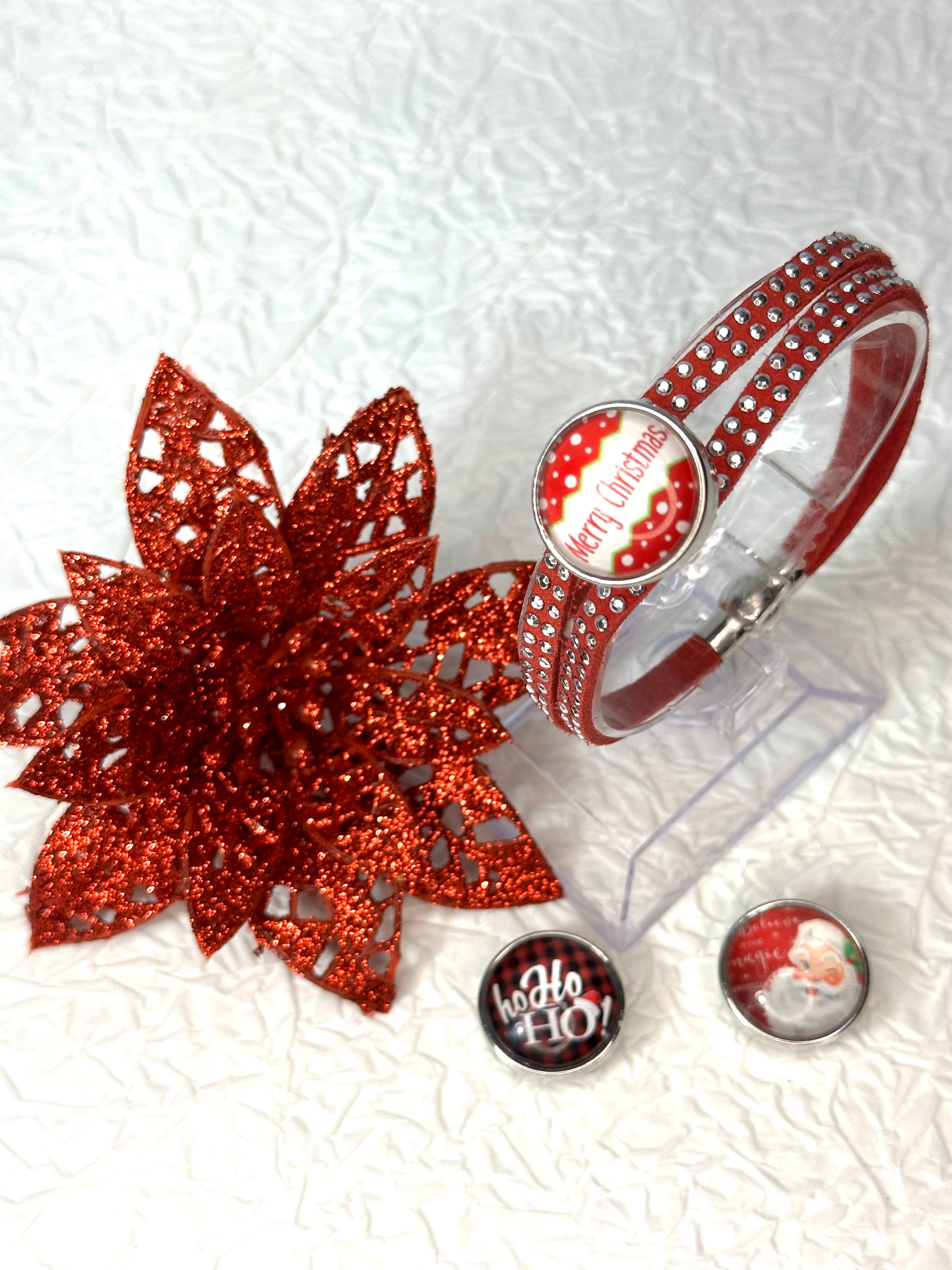 Christmas Magic Cheer Bracelet 18mm Snap Button Jewelry Set #4
