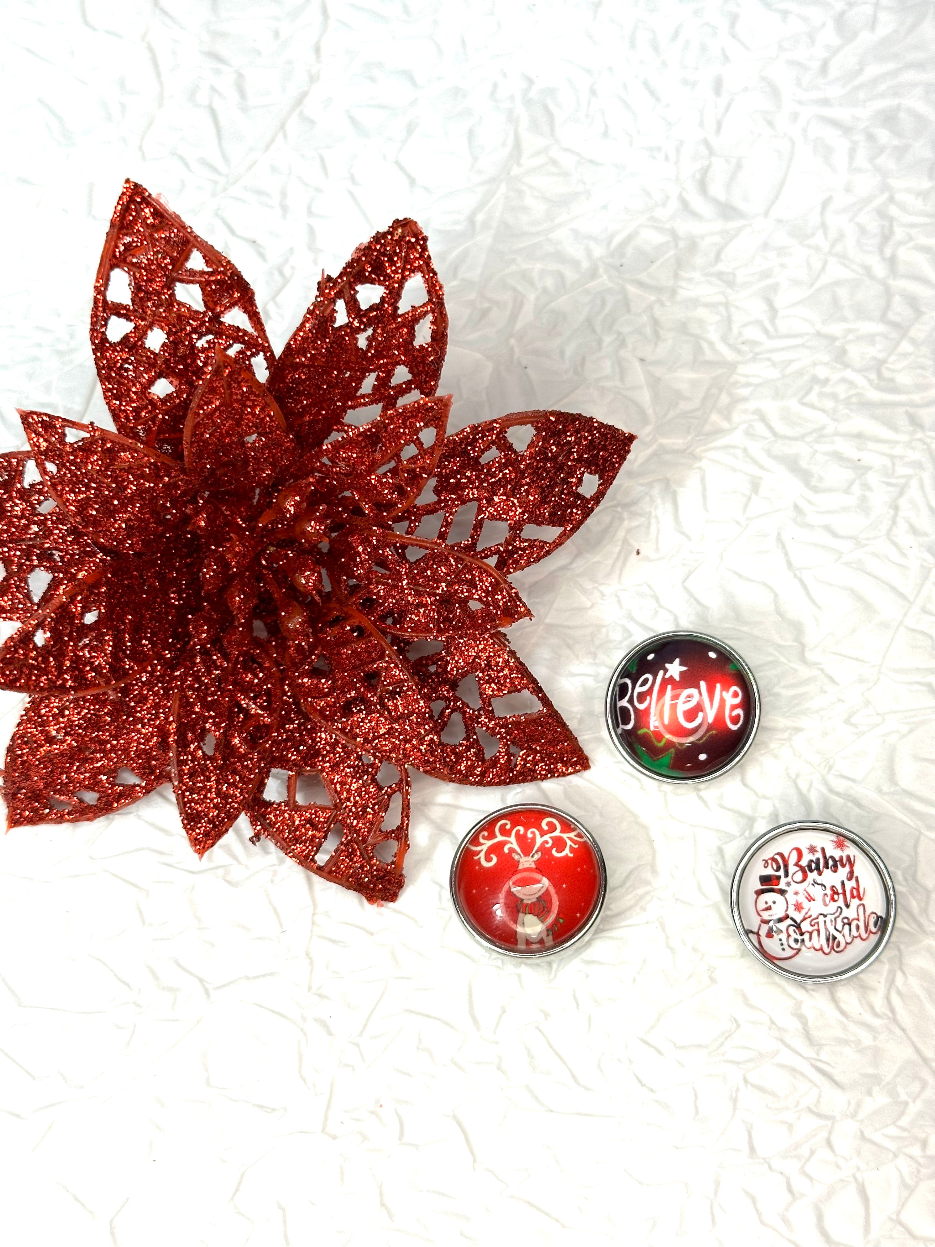 Christmas Magic Cheer 18mm Snap Button Jewelry Set #7