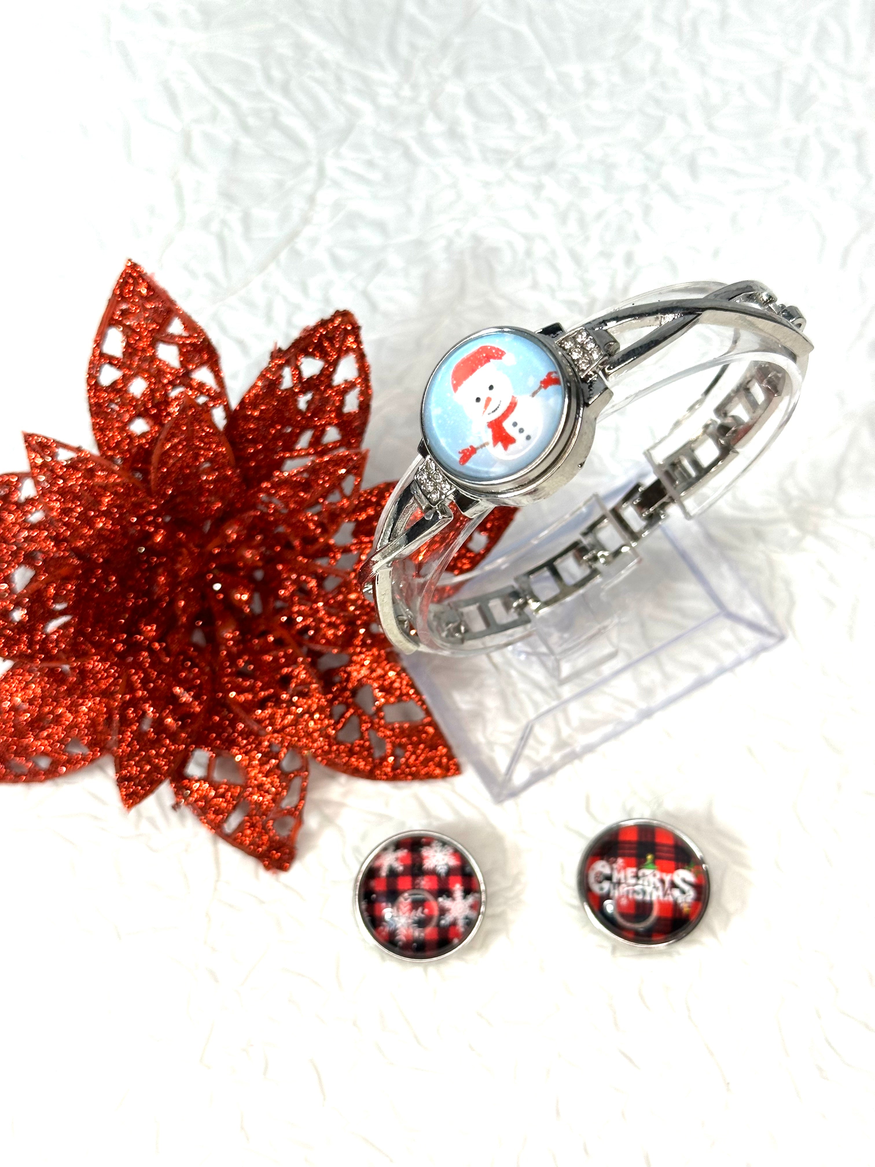 Christmas Magic Cheer Bracelet 18mm Snap Button Jewelry Set #6