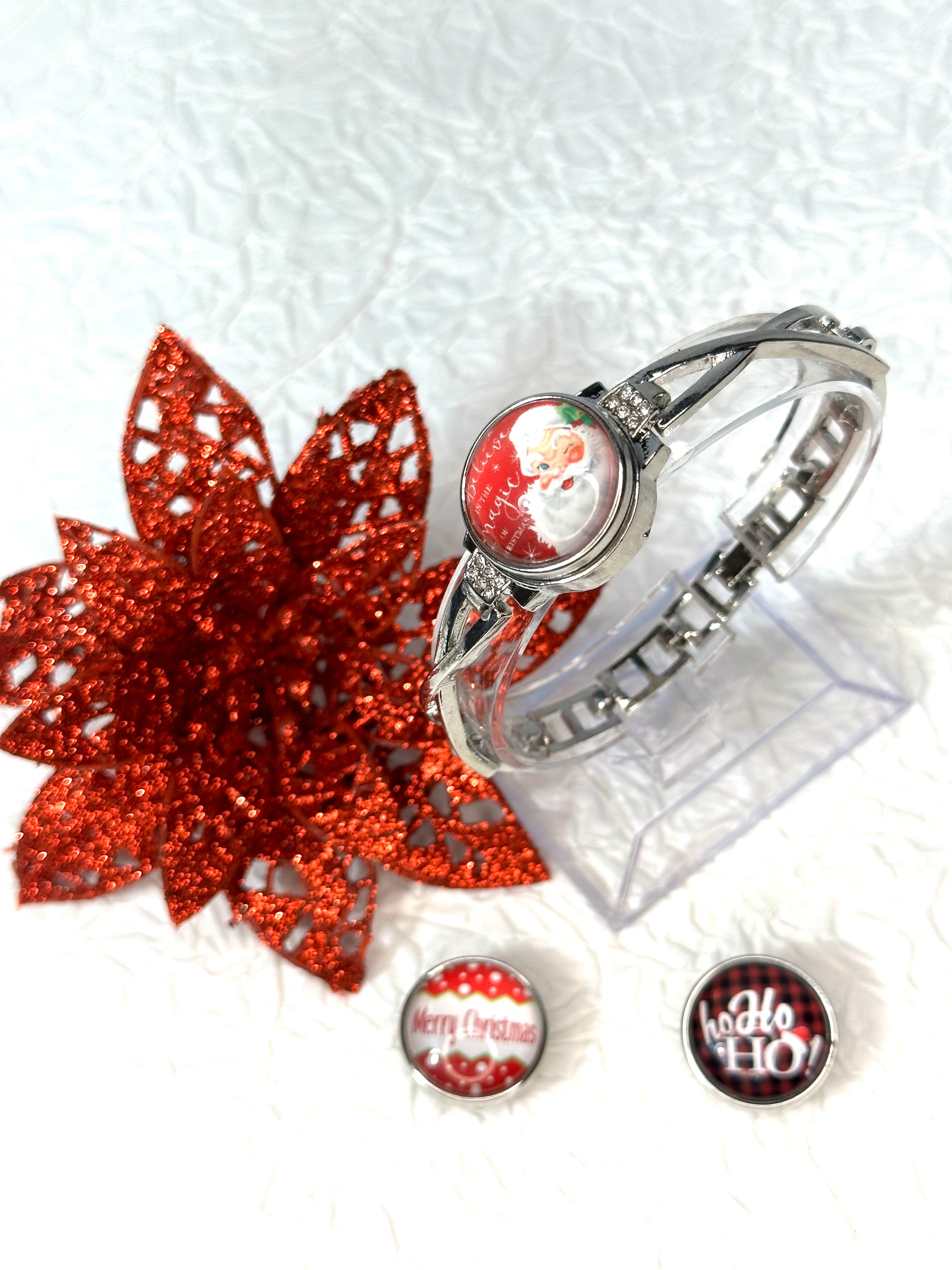 Christmas Magic Cheer Bracelet 18mm Snap Button Jewelry Set #7