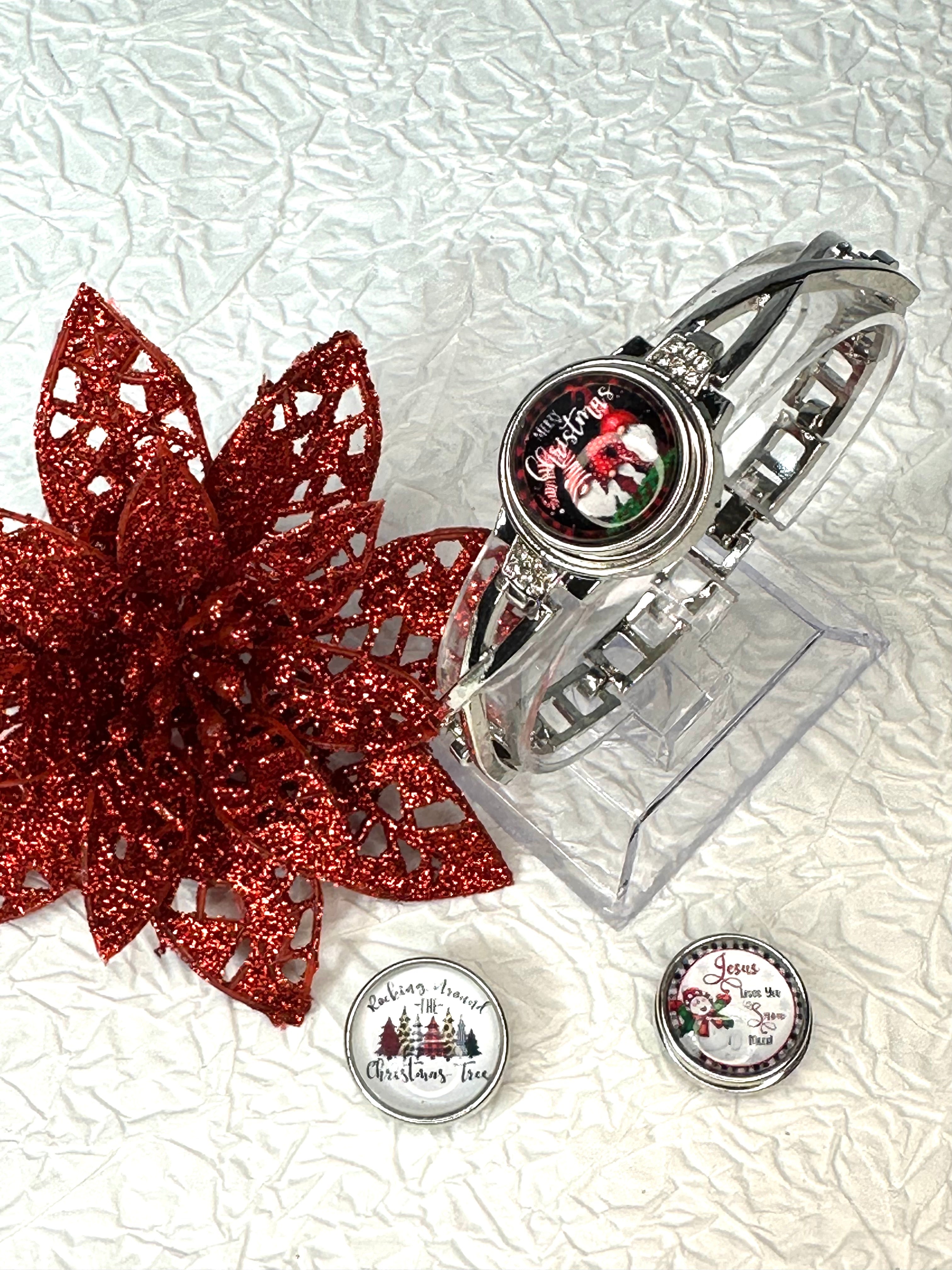 Christmas Magic Cheer Bracelet 18mm Snap Button Jewelry Set #8