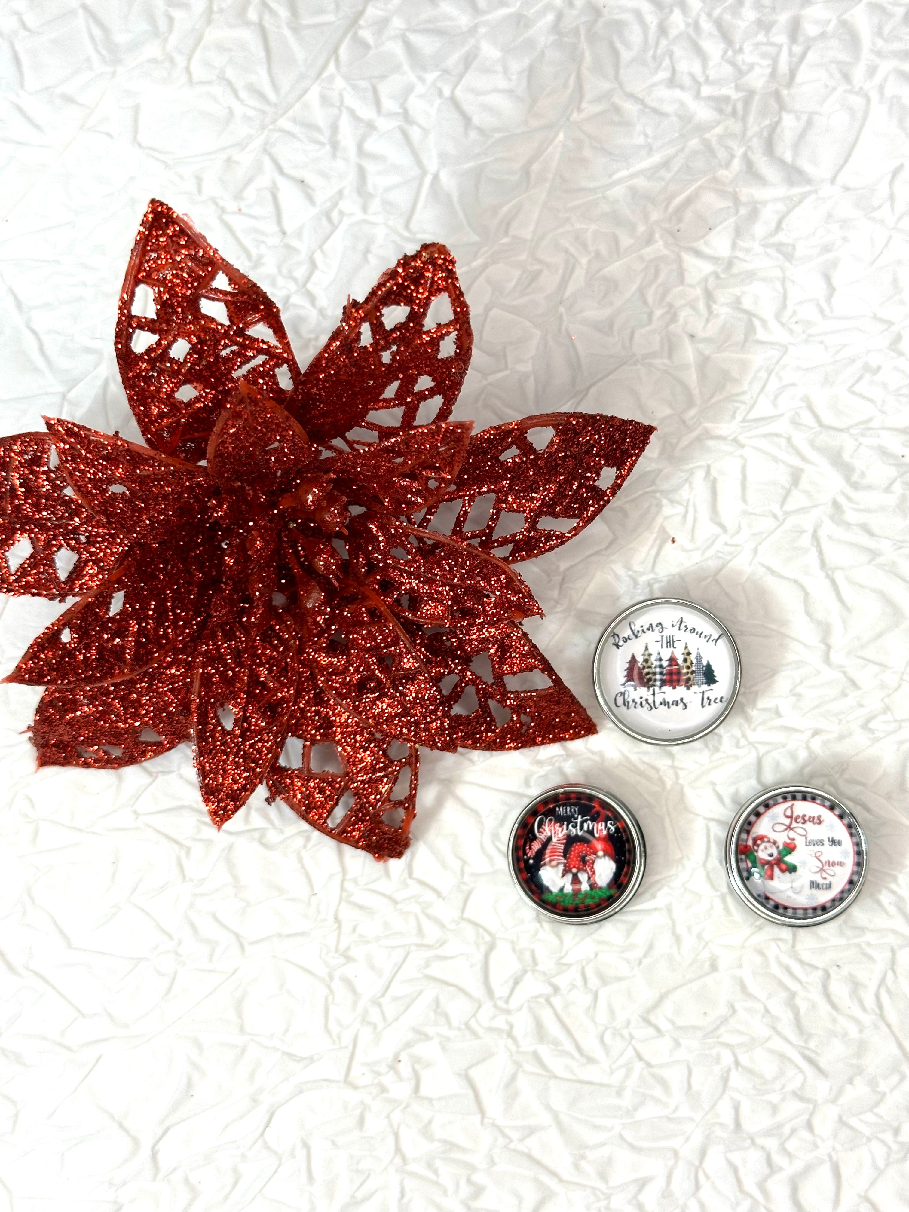 Christmas Magic Cheer 18mm Snap Button Jewelry Set #11