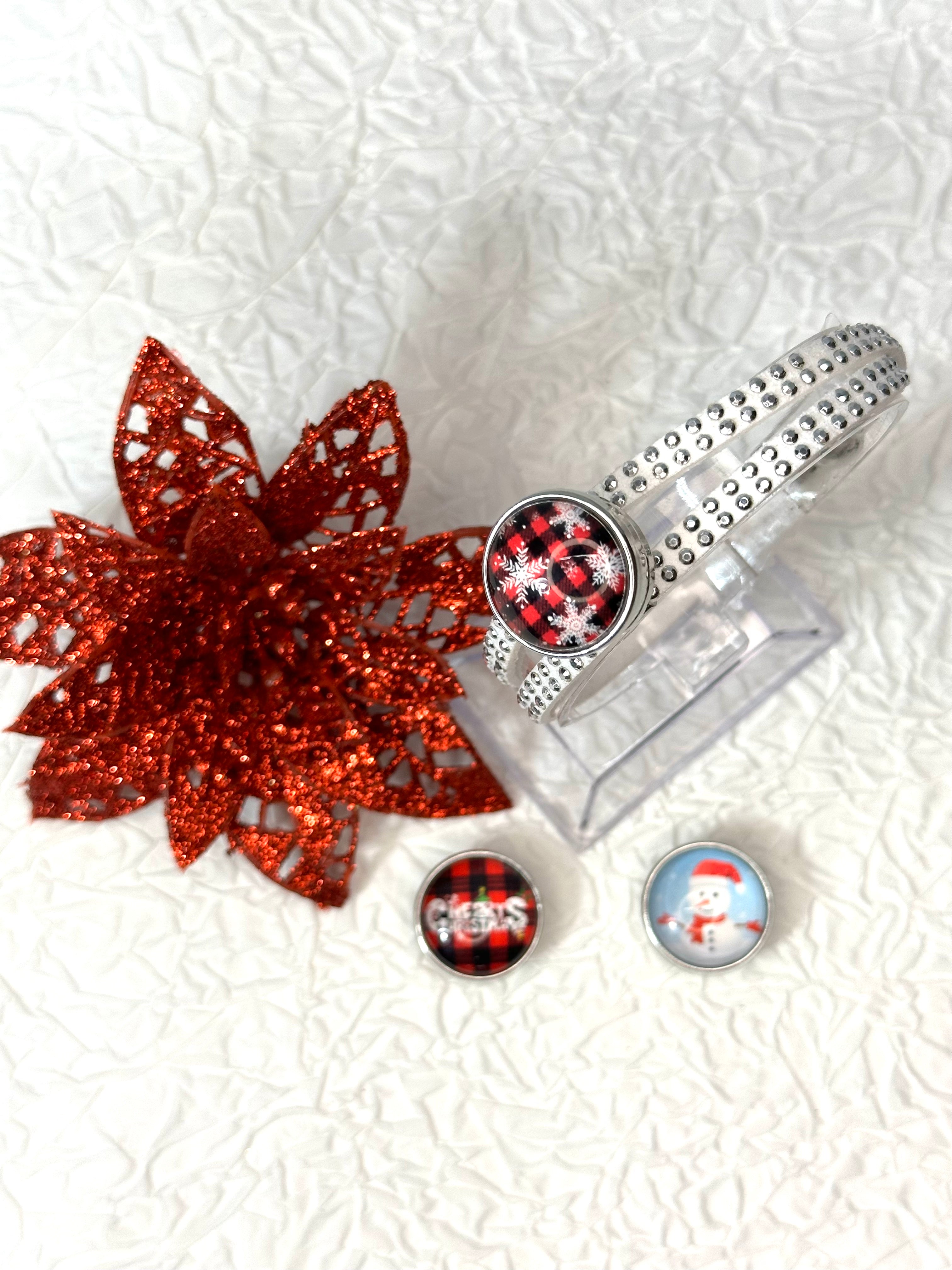 Christmas Magic Cheer Bracelet 18mm Snap Button Jewelry Set #9