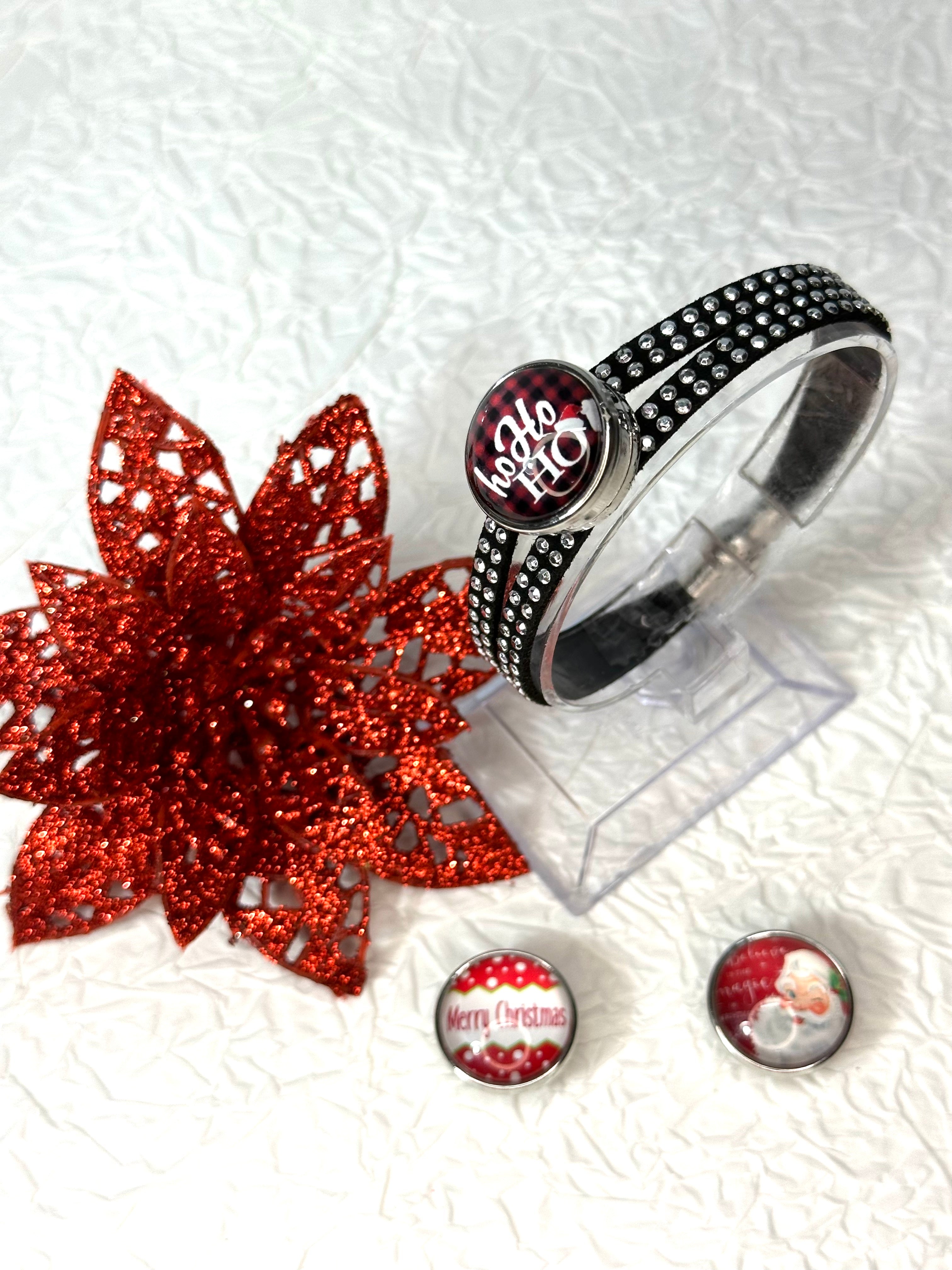 Christmas Magic Cheer Bracelet 18mm Snap Button Jewelry Set #13