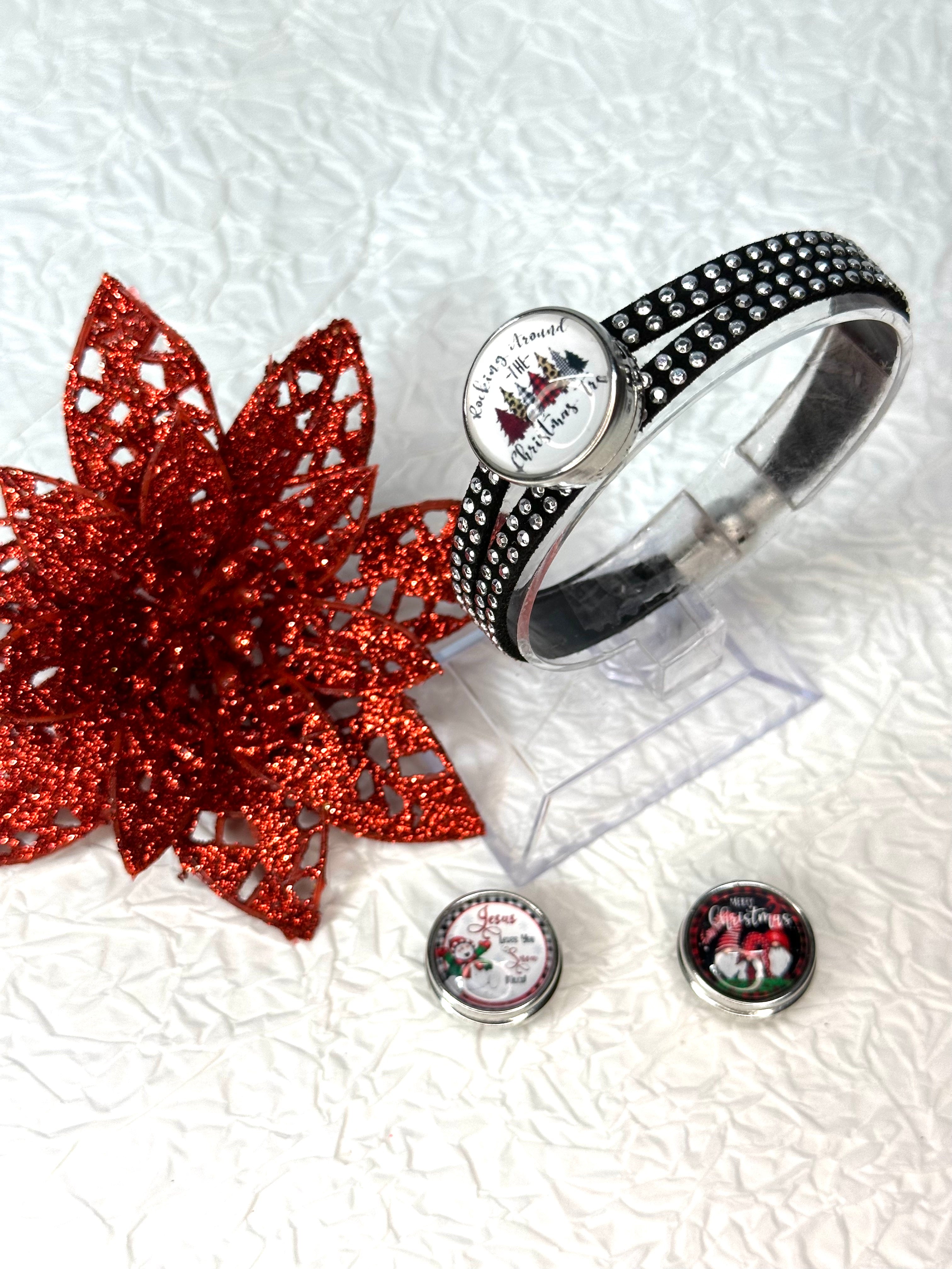 Christmas Magic Cheer Bracelet 18mm Snap Button Jewelry Set #14