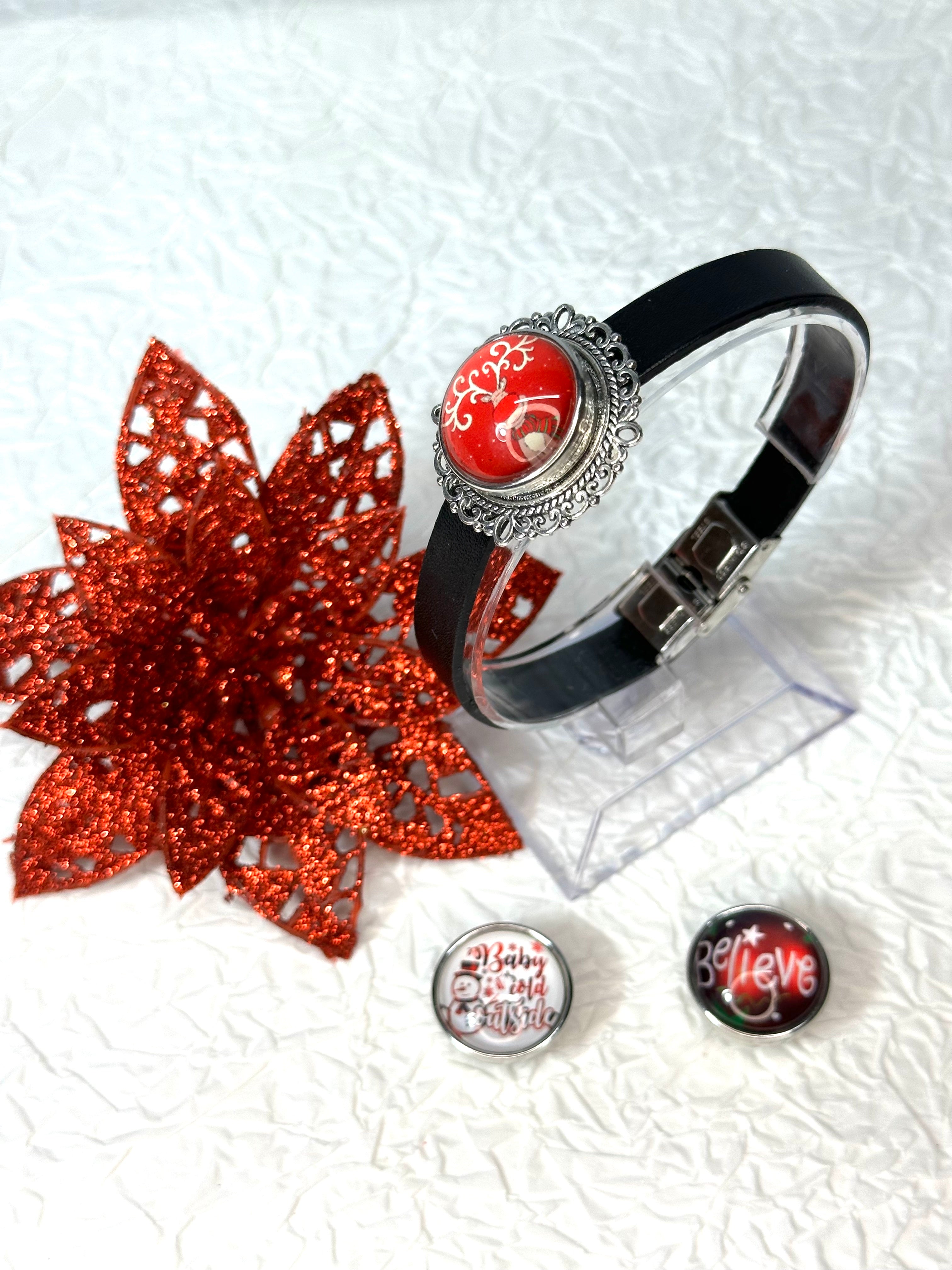 Christmas Magic Cheer Bracelet 18mm Snap Button Jewelry Set #16