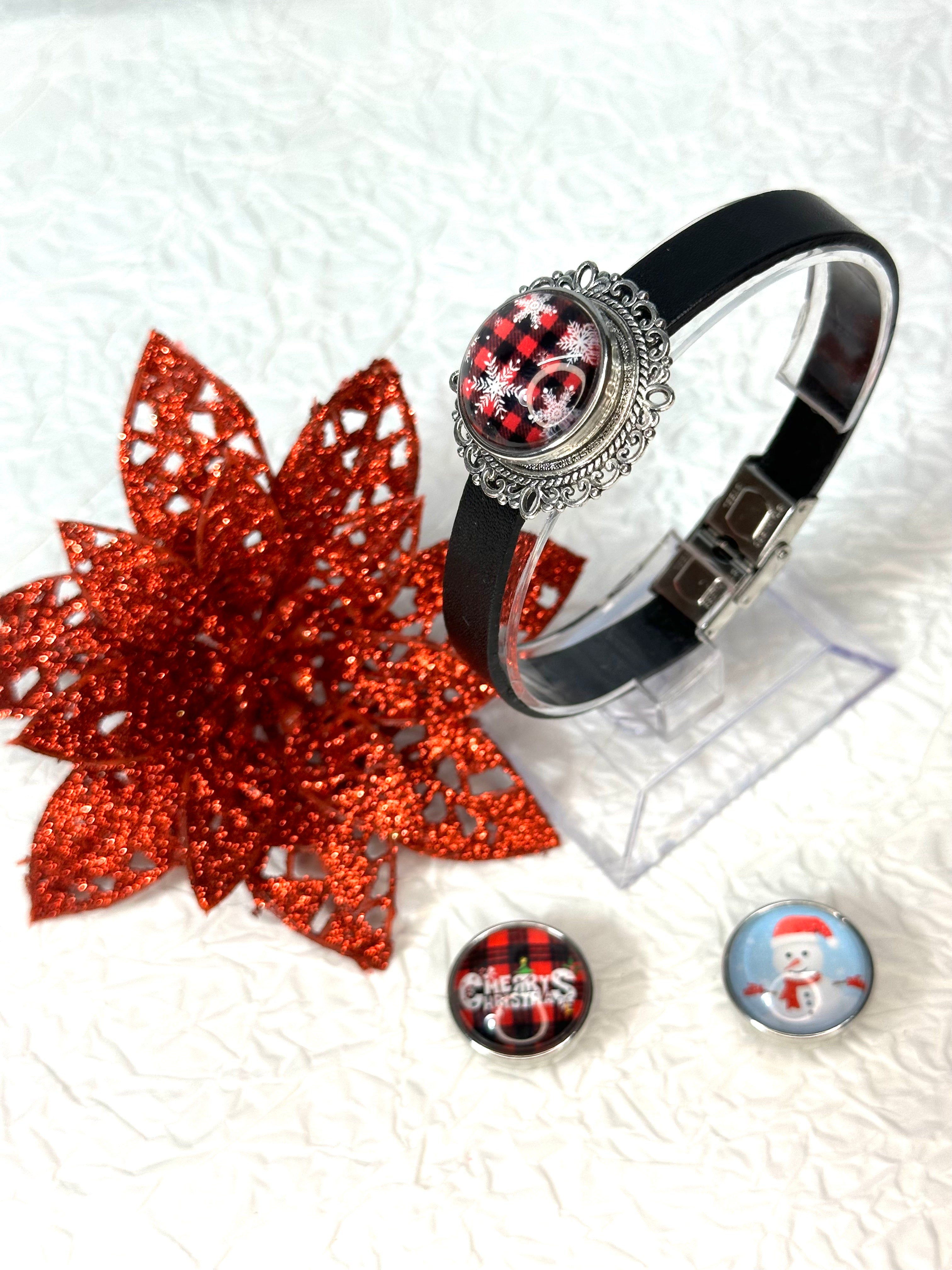 Christmas Magic Cheer Bracelet 18mm Snap Button Jewelry Set #15