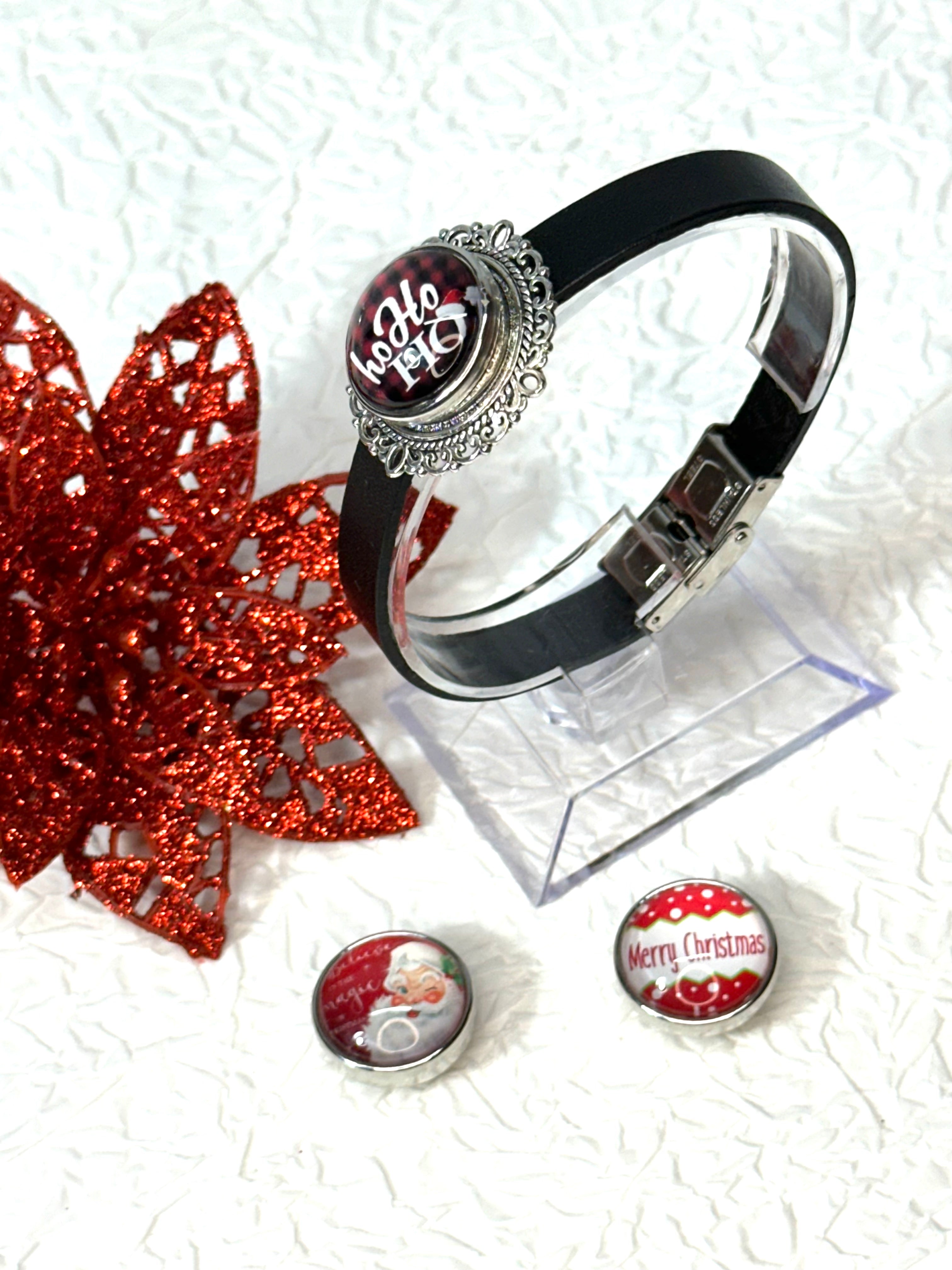 Christmas Magic Cheer Bracelet 18mm Snap Button Jewelry Set #17
