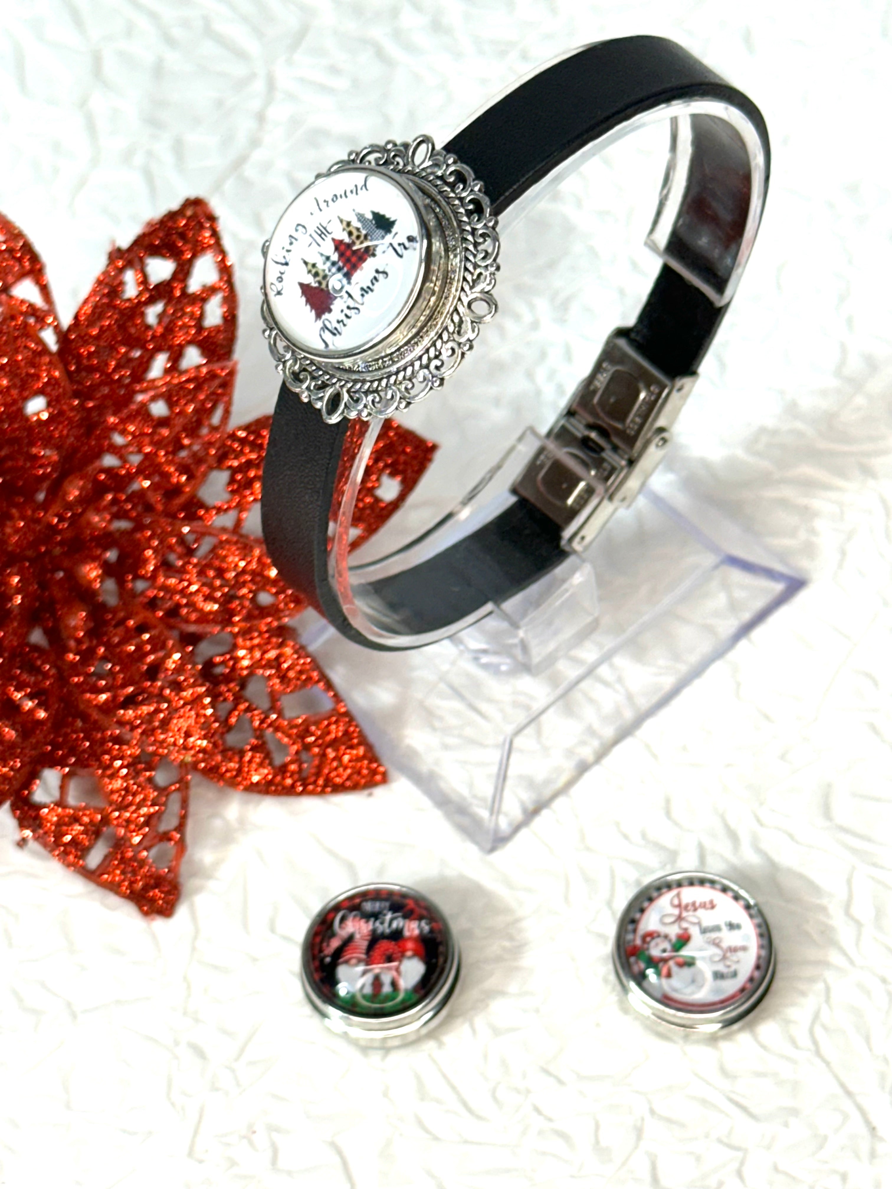Christmas Magic Cheer Bracelet 18mm Snap Button Jewelry Set #18