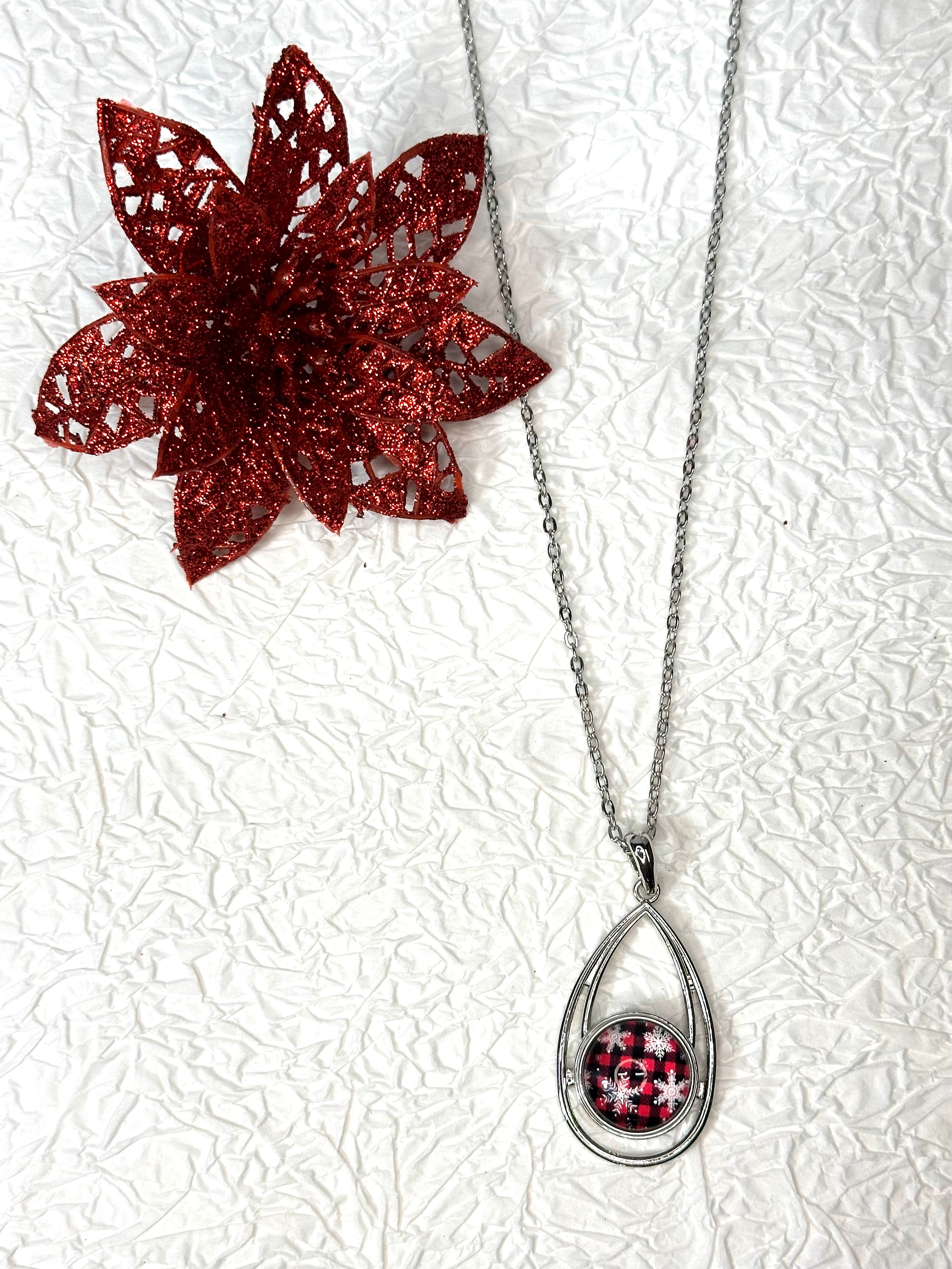 Let it Snow Christmas Silver Bracelet, Earrings & Necklace Snap Button Jewelry Set