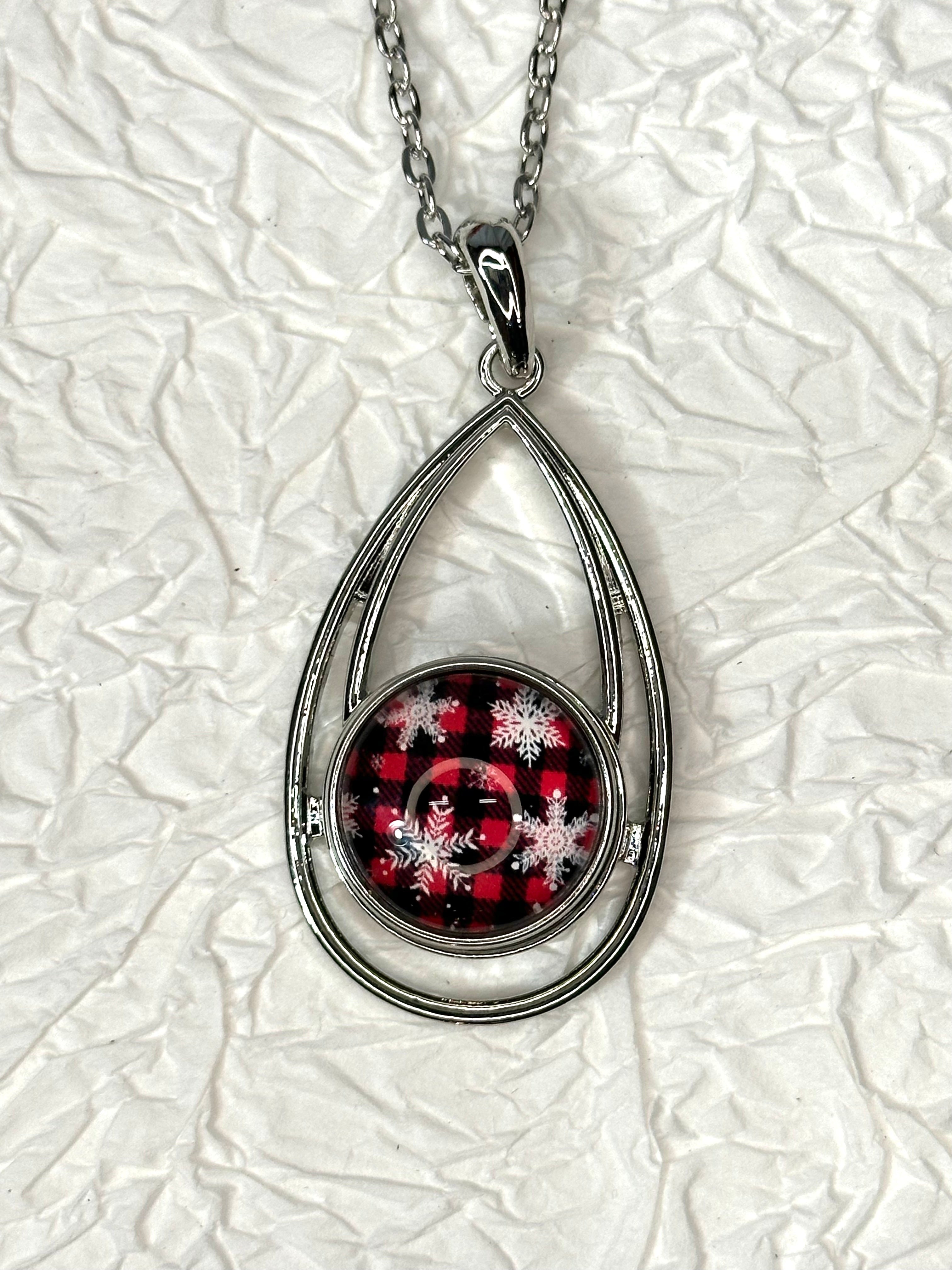 Let It Snow Christmas Silver Necklace 18mm Snap Button Jewelry Set