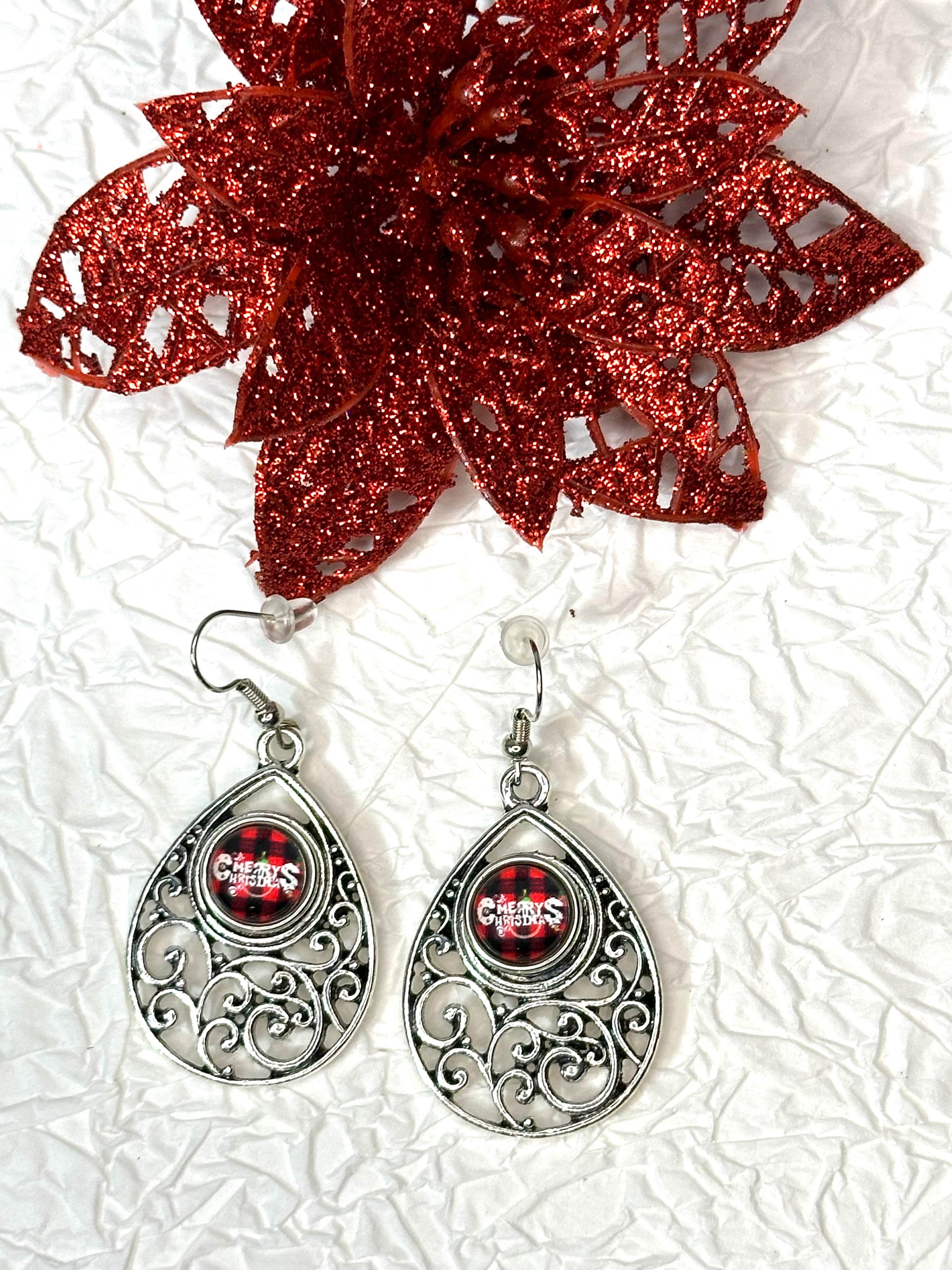 Let it Snow Christmas Silver Bracelet, Earrings & Necklace Snap Button Jewelry Set