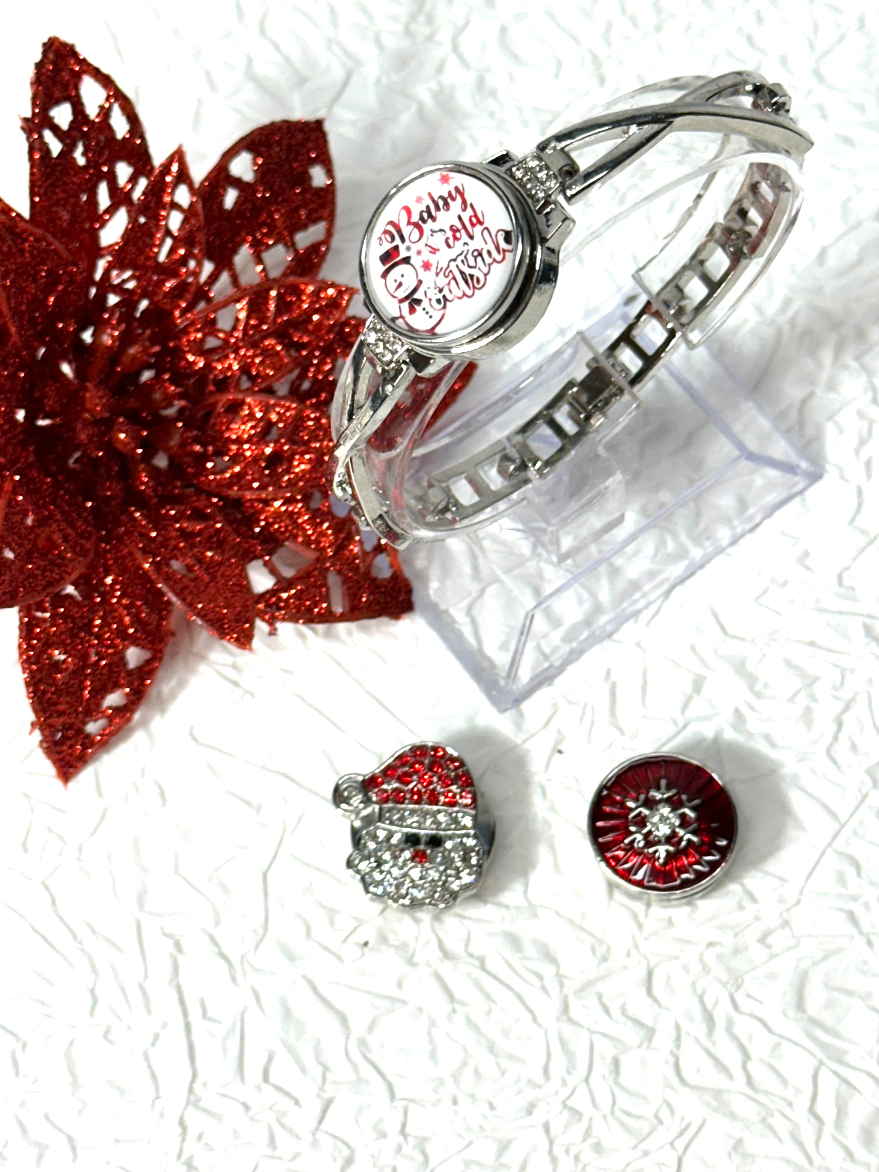 Christmas Magic Cheer Bracelet 18mm Snap Button Jewelry Set