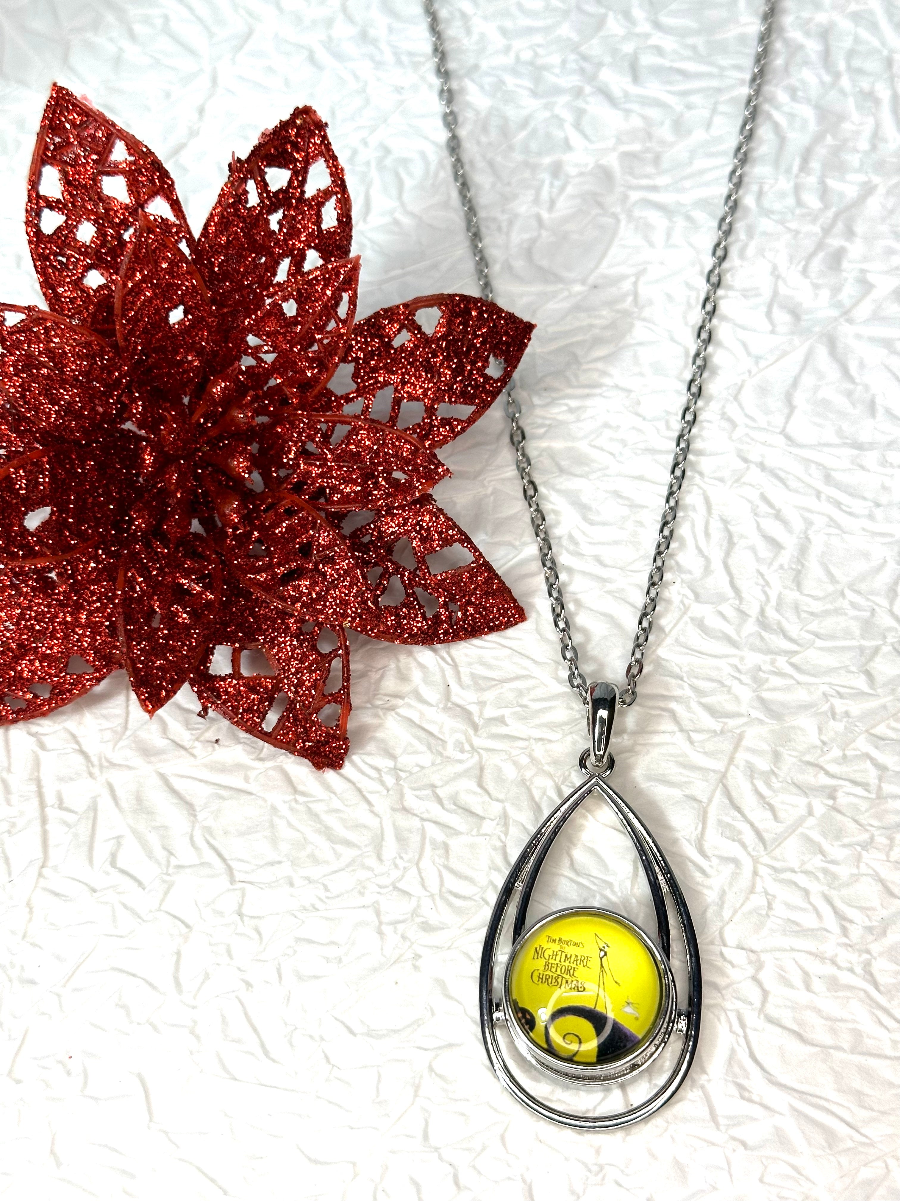 Christmas Nightmare Black Rope Bracelet, Earrings & Necklace Snap Button Jewelry Set #2